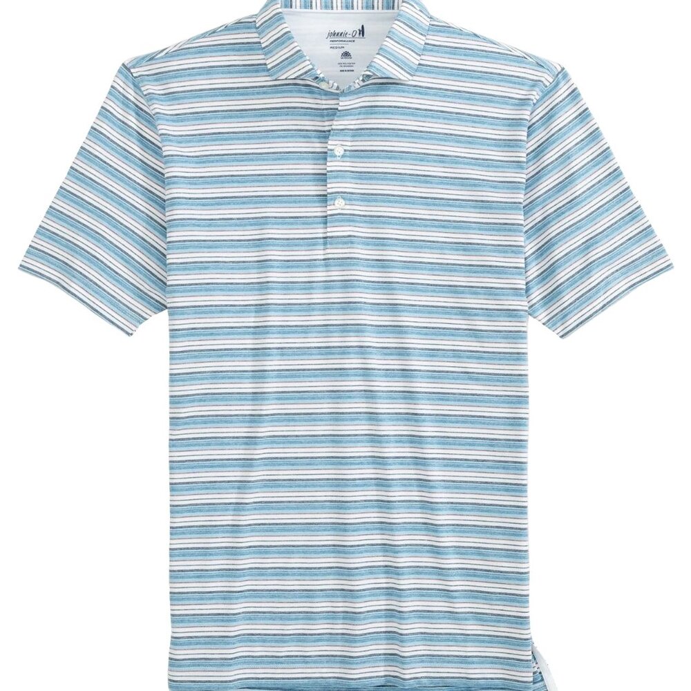NWT Johnnie-O Men's Performance Jersey Polo Shirt Tyson Stripe Tornado XXL